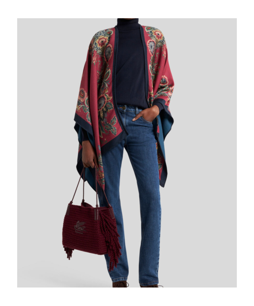 Etro Mantella In Misto Lana Floreale. In Multi