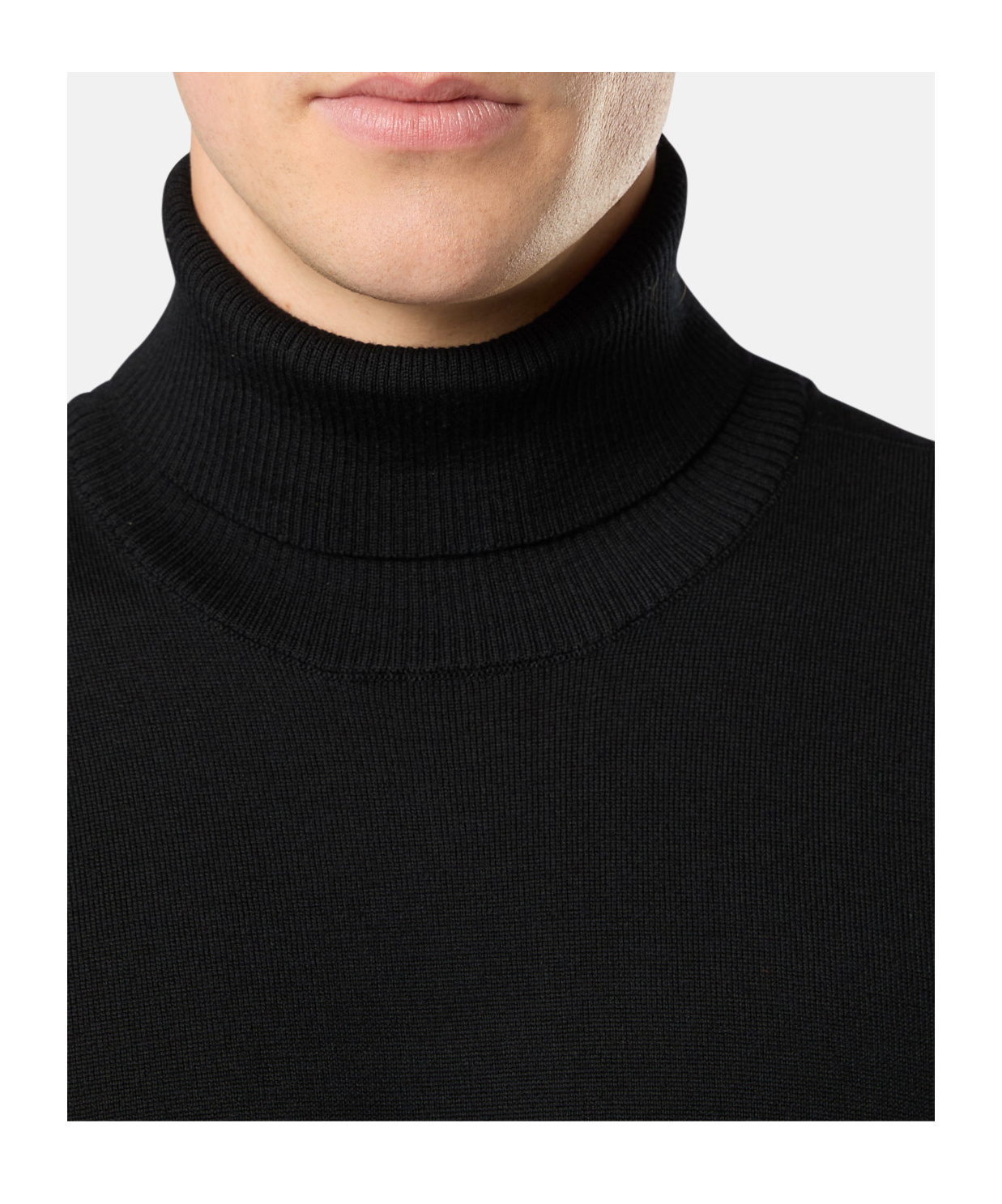 Stone Island Turtleneck Jumper With Finely Ribbed Trims In Black