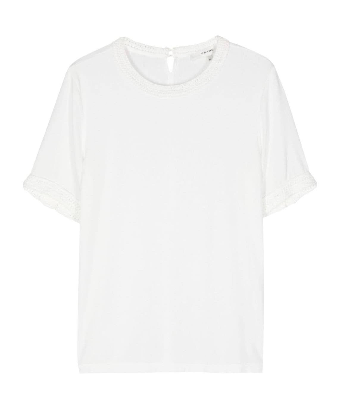 Frame Crochet-trim T-shirt In White
