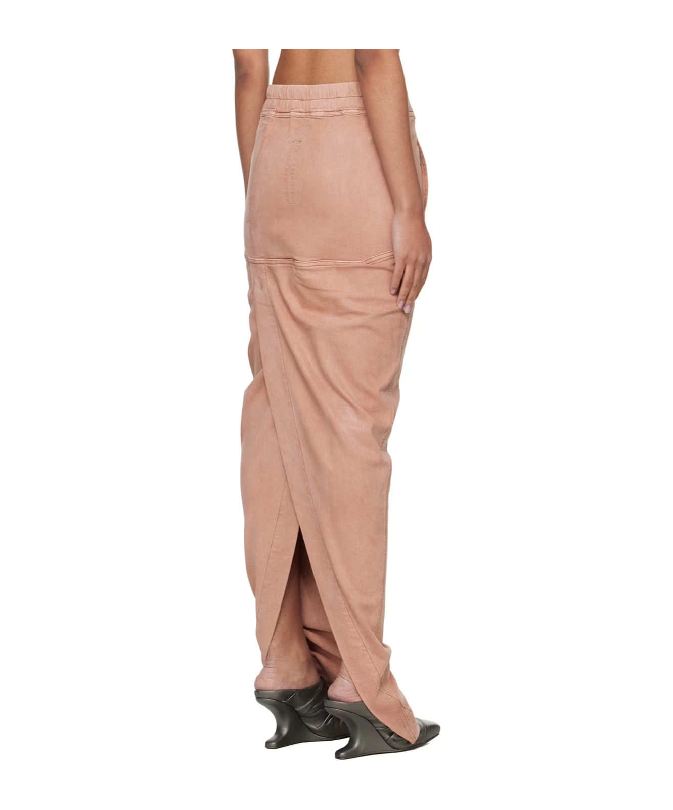 Rick Owens Drkshdw Pink Pull On Pillar Denim Maxi Skirt In Pink