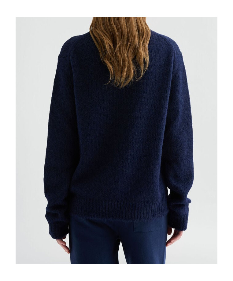 Jil Sander Oversize Alpaca Blend Crew Neck Sweater In Blue
