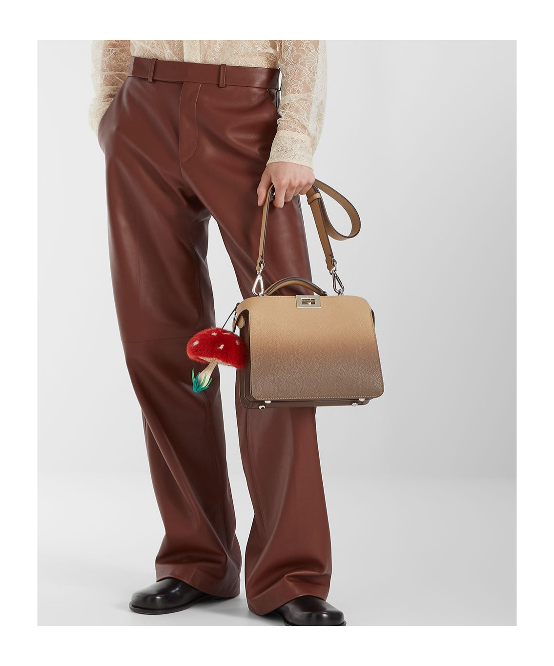 Fendi Multicolored Leather And Red Mink Charm In Red