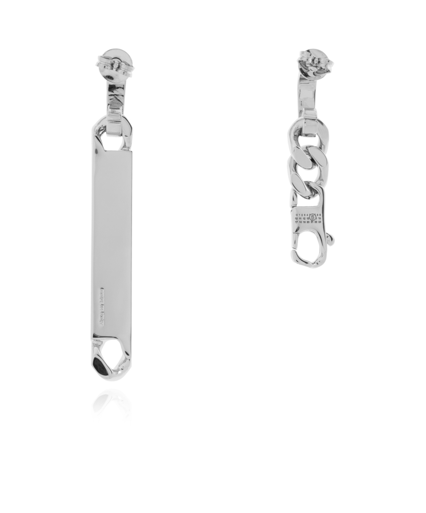 Mm6 Maison Margiela Numeric Engraved Asymmetric Earrings In White