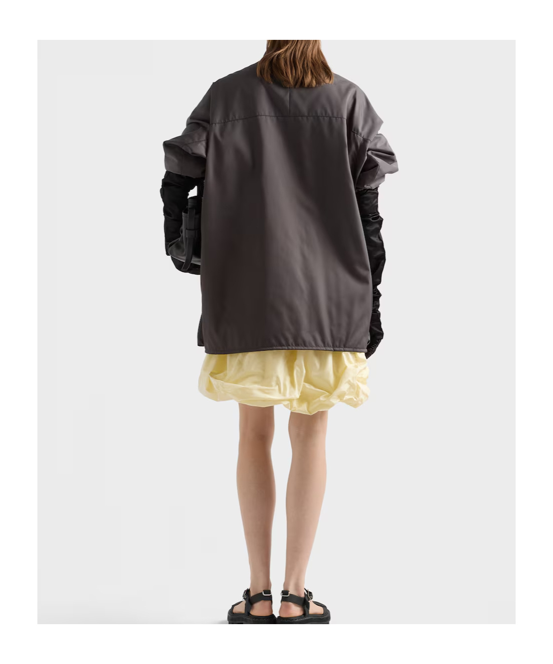 Prada Grey Recycled Polyamide Jacket In Gray