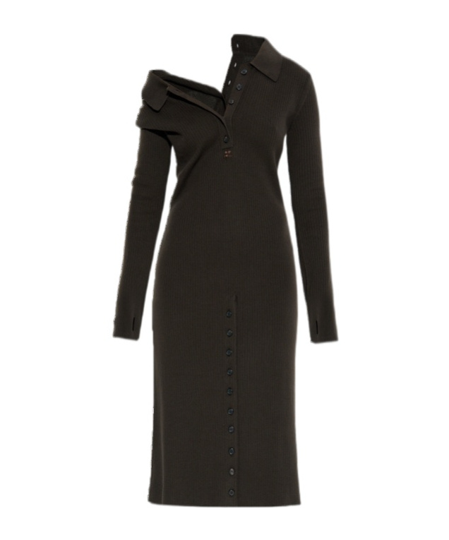 Courrèges Multi-button Midi Wool Dress In Black