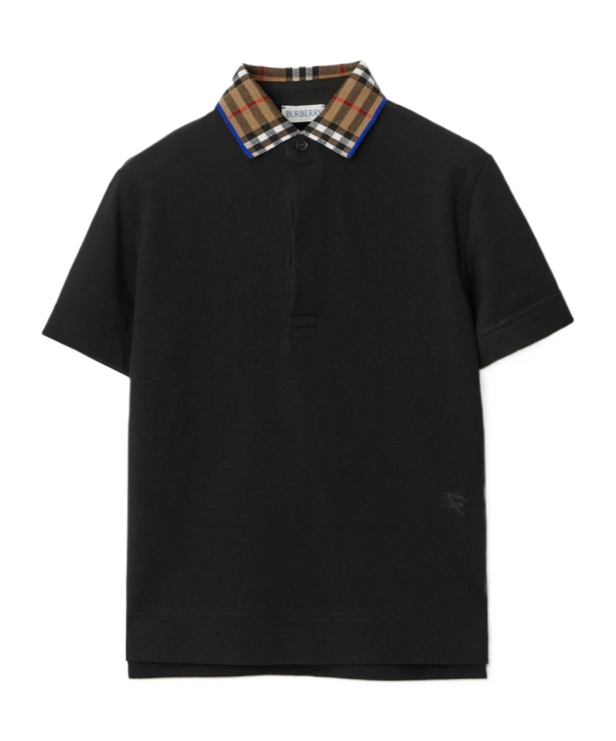 BURBERRY CONTRAST-COLLAR COTTON POLO SHIRT