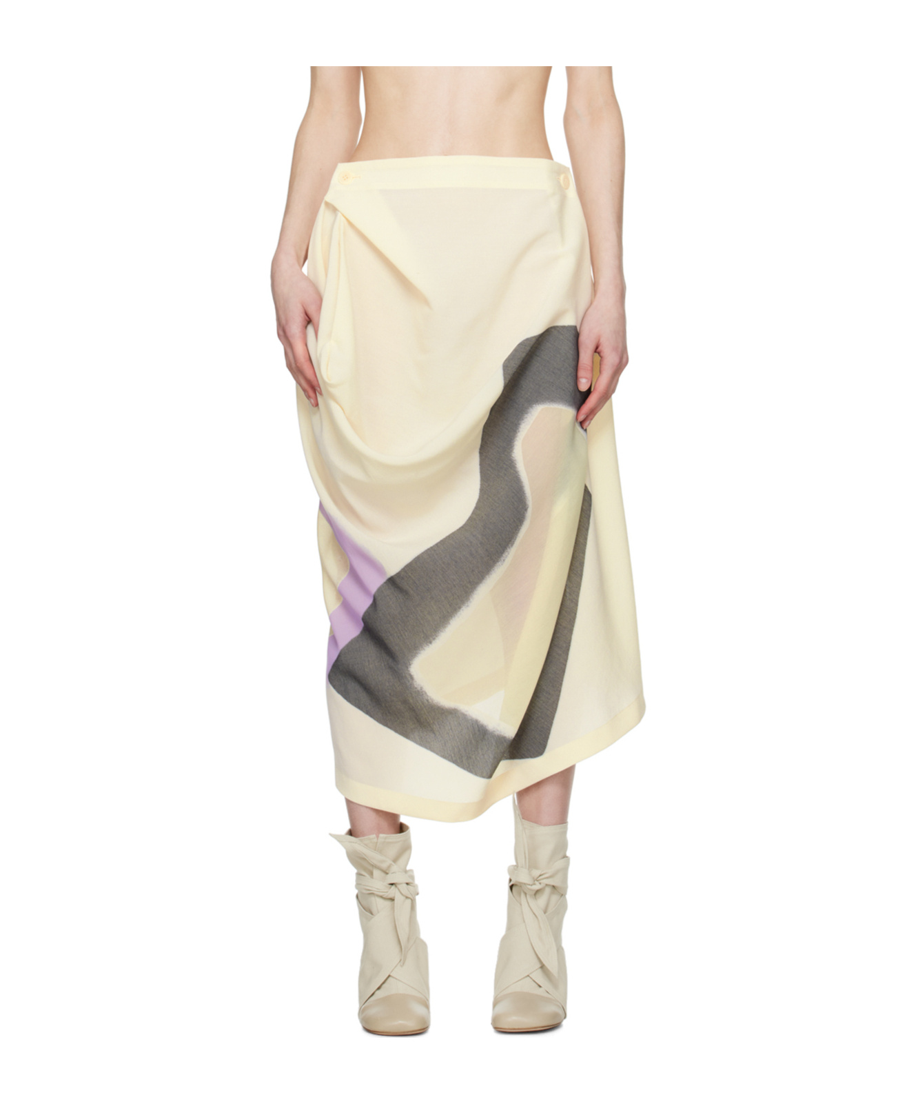Shop Issey Miyake Pattern Printed Skirt In Gray