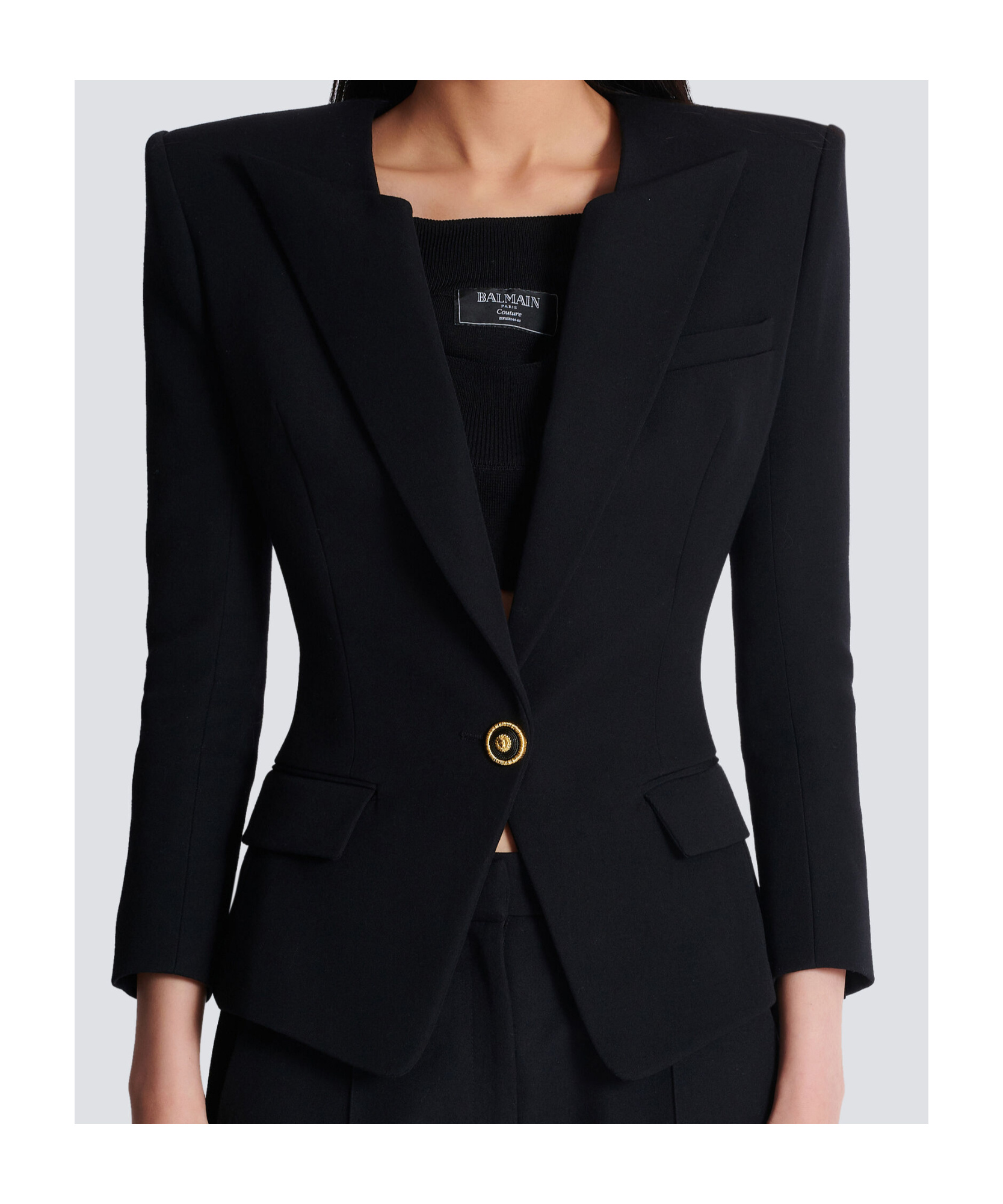 Balmain Grain De Poudre 1-button Jacket In Black
