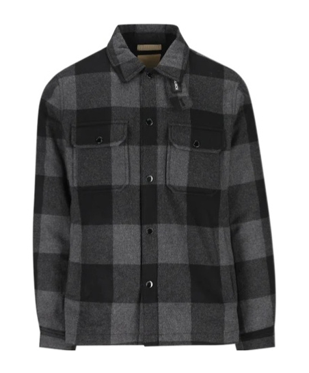 Woolrich Checked Italian Wool Blend Alaskan Padded Overshirt In Gray
