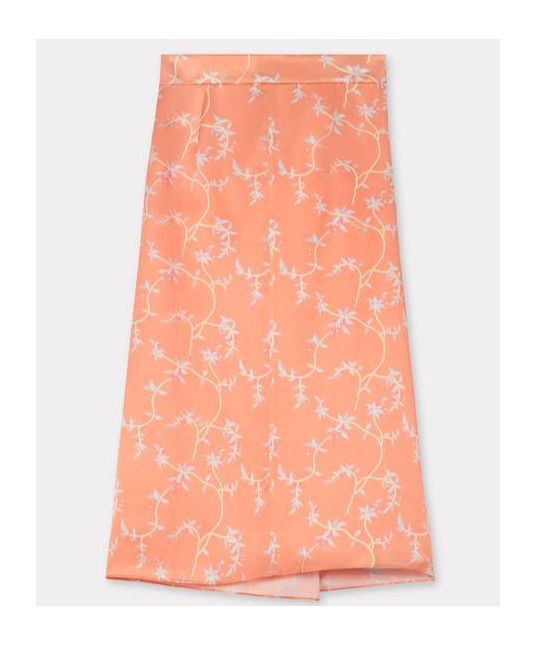 Kenzo ' Jungle Flower' Midi Skirt In Silk In Pink
