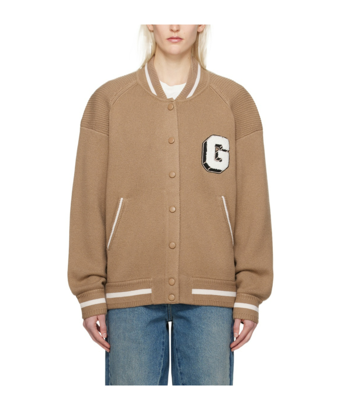 Givenchy Cashmere Varsity Cardigan In Nude