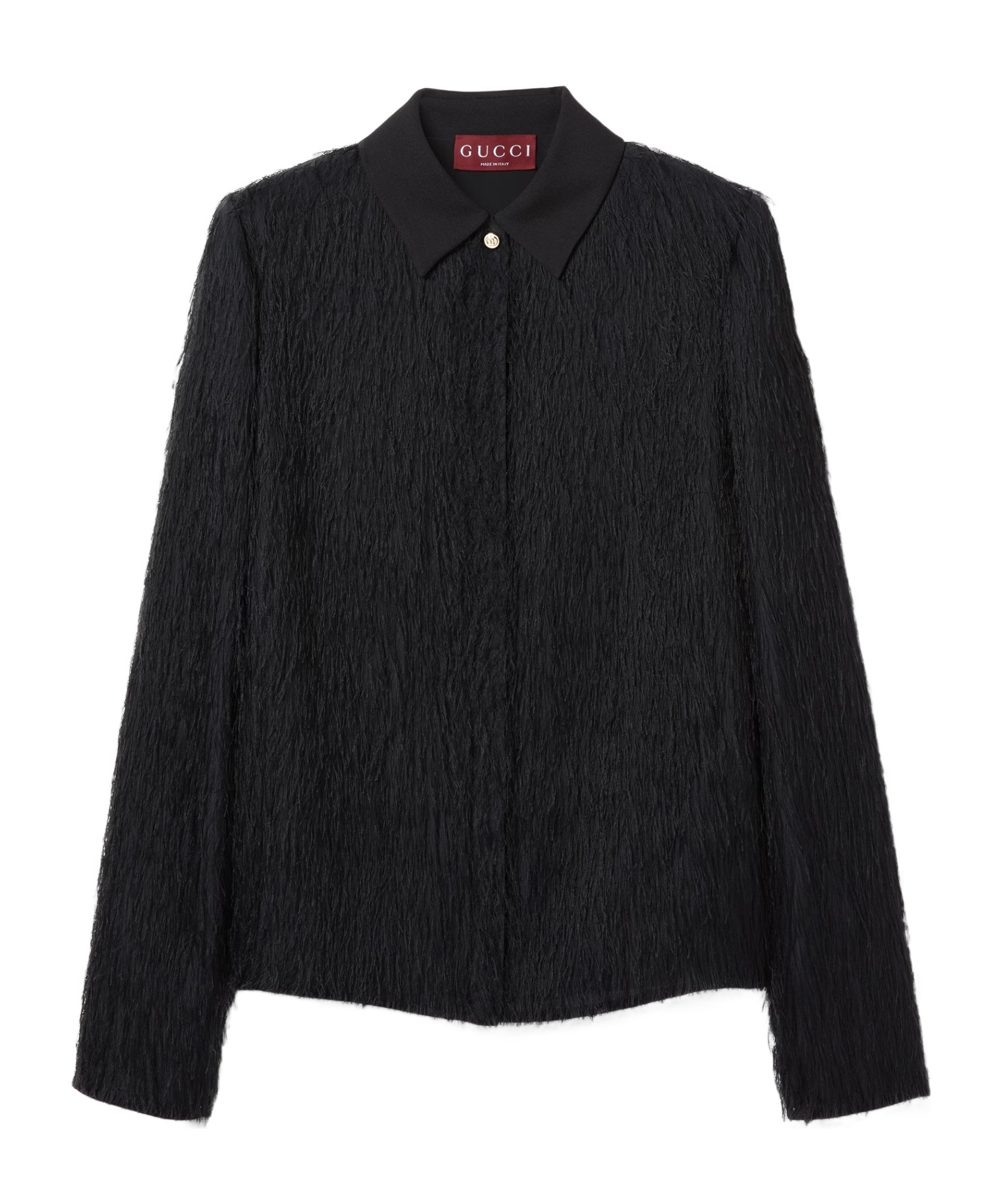 Gucci Fringed Fil Coupé Fabric Shirt In Blue