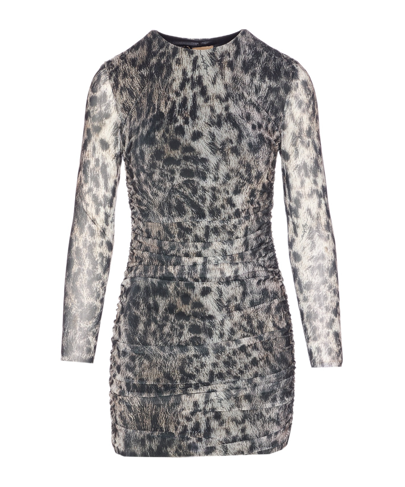 Aniye By Leopard-print Ruched Dress In Gray