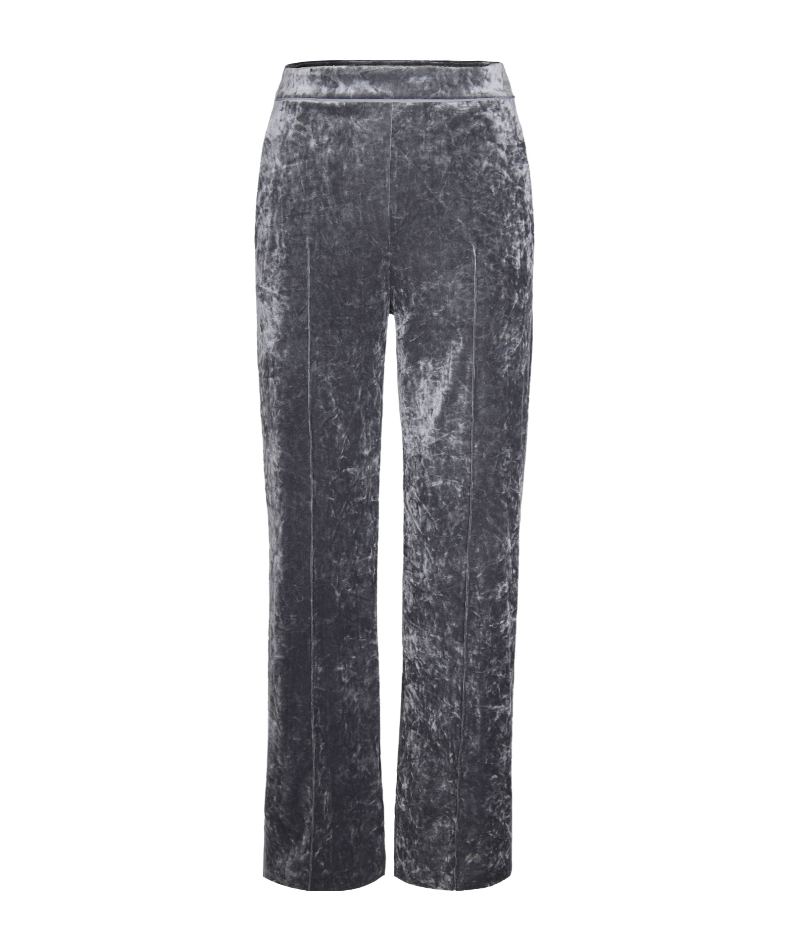 Patrizia Pepe Palazzo Leg Pants In Stretch Velvet With Rivet Detail In Gray