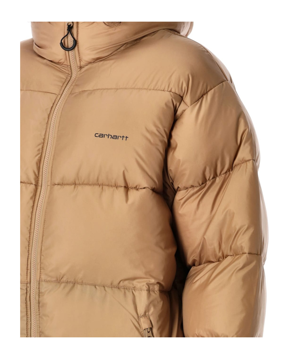 Carhartt Hooded Quilted Jacket Side Pockets In Brown