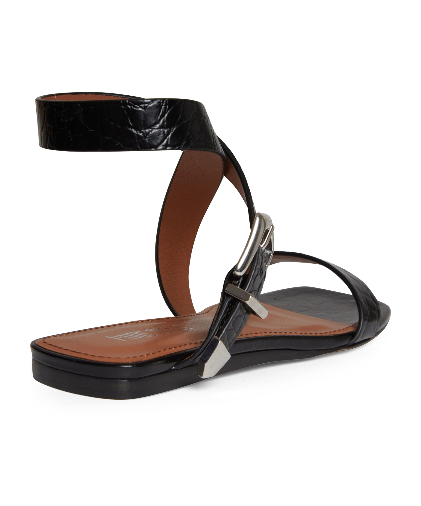 Paris Texas Square Open Toe Flat Sandals In Black