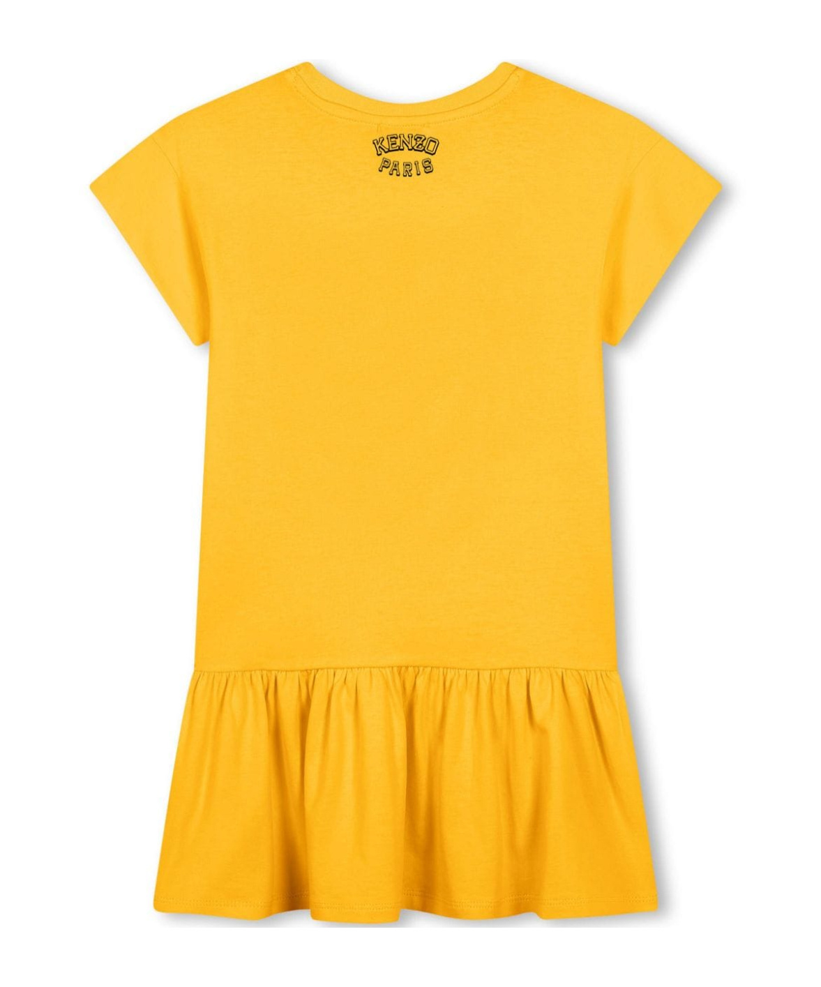 Kenzo Tiger-print Cotton Dress In Yellow
