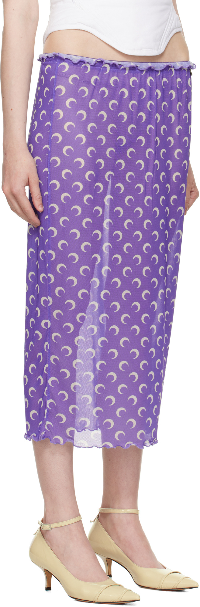 Marine Serre Purple Recycled Moon Mesh Midi Skirt