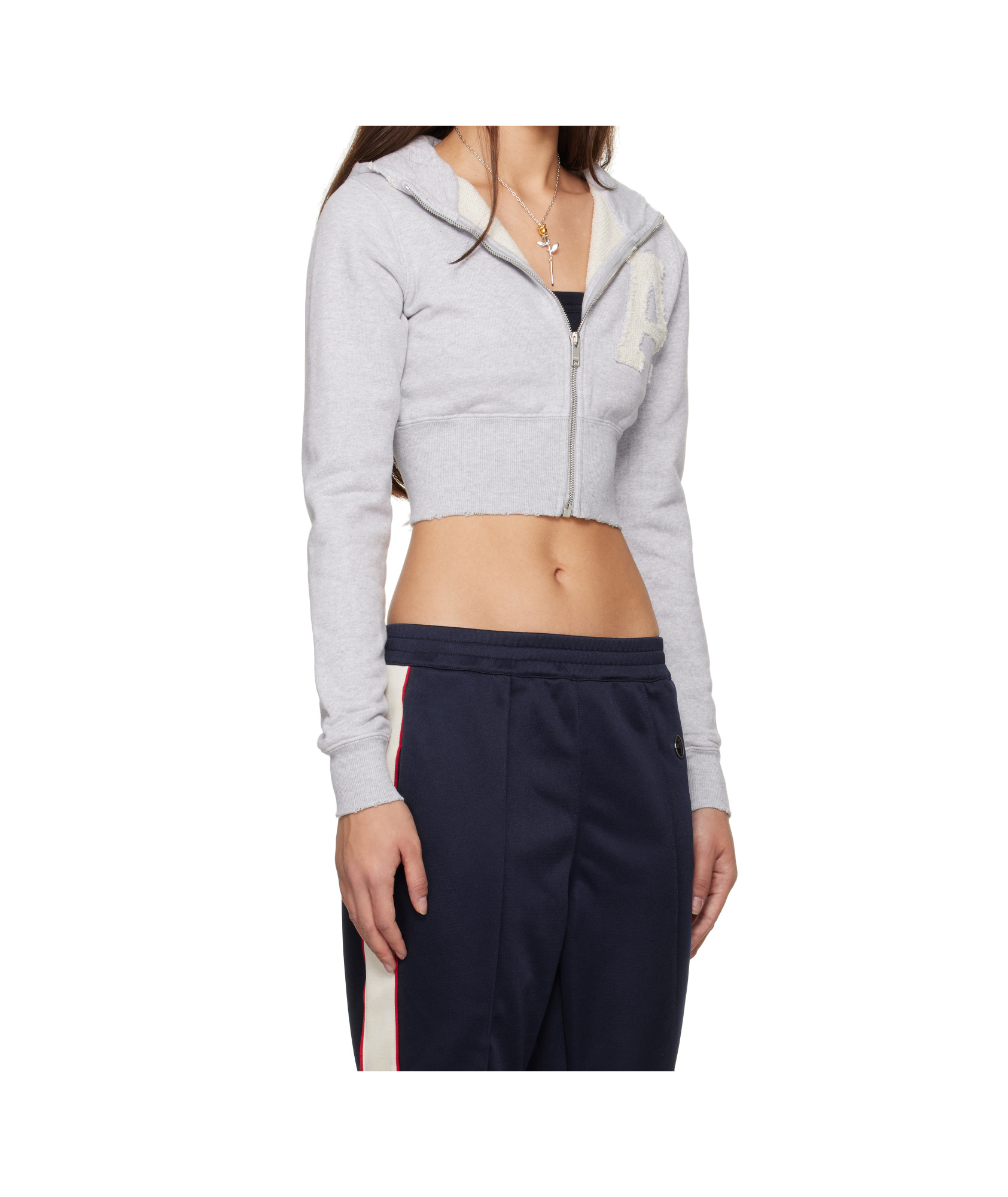 Ambush Gray Crop Hoodie In Black