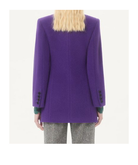 Valentino Wool Blend Blazer Asymmetric Design Bow In Purple