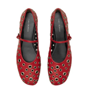 Tory Burch Eyelet Mary-jane Ballet Flats In Brown