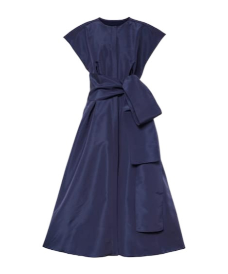 Carolina Herrera Bow-detail Silk Midi Dress In Blue