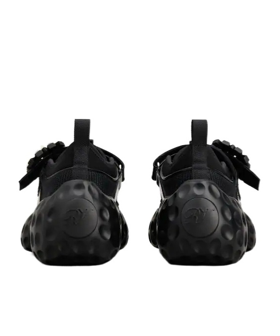 Roger Vivier Light Strass Sneakers Crystal-buckle Detail In Black