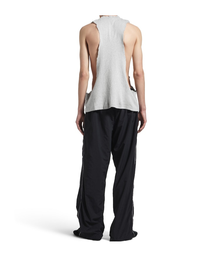 Balenciaga Men's Ripped Tank Top In Light Heather Grey In Gray