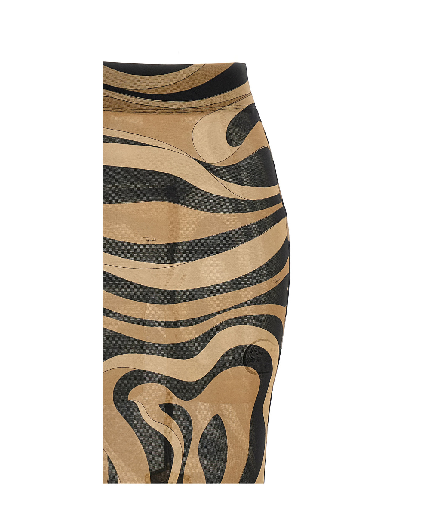 Pucci High Waist Abstract Pattern Midi Length Skirt In Black