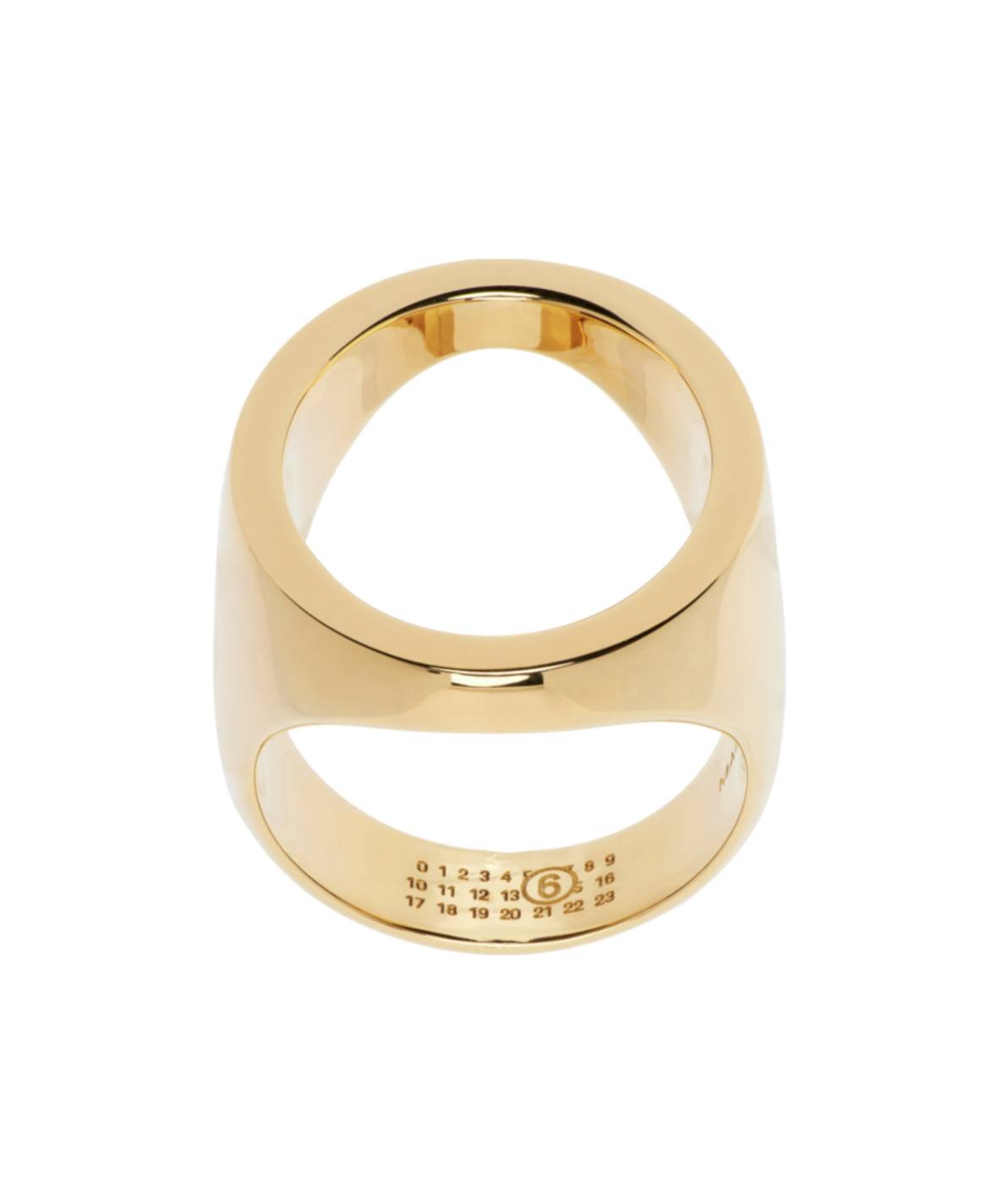 Mm6 Maison Margiela Minimal Logo 4mm Ring In Gold