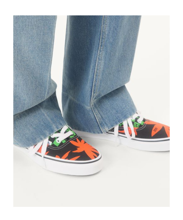 Valentino Garavani And Vans Low-top Fabric Trainer With Vlogo Checkerboard Print And Tropical Leaves In Black