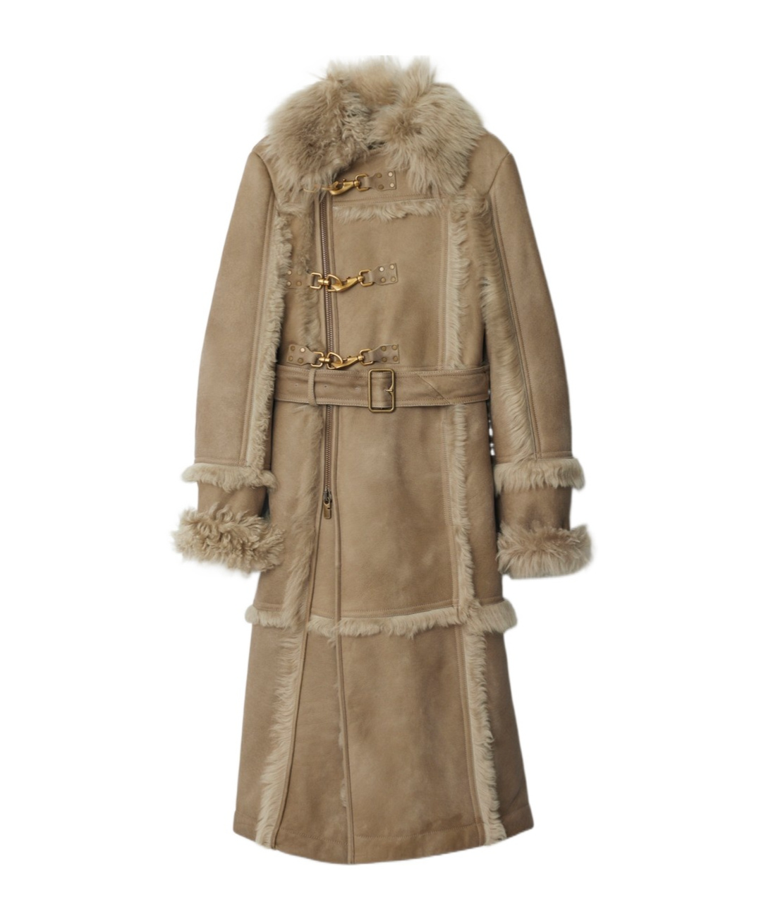 Burberry Shearling Coat In Brown