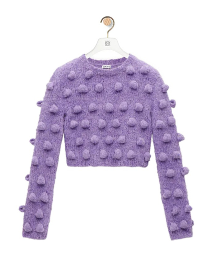 Loewe Cropped Sweater In Alpaca Blend In Purple