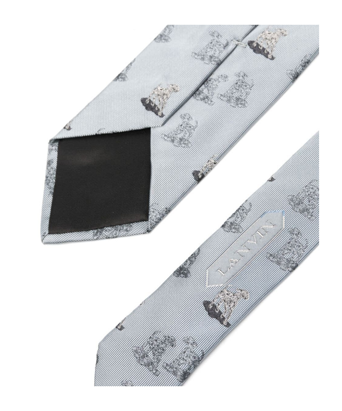 Shop Lanvin Dog-jacquard Silk Tie In Gray