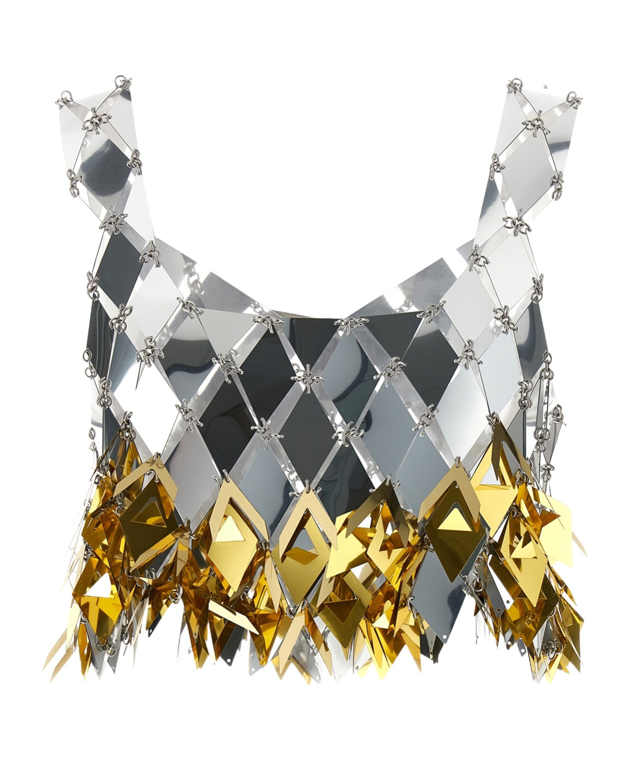 Shop Rabanne Spikey-fringe Crop Top In Gray