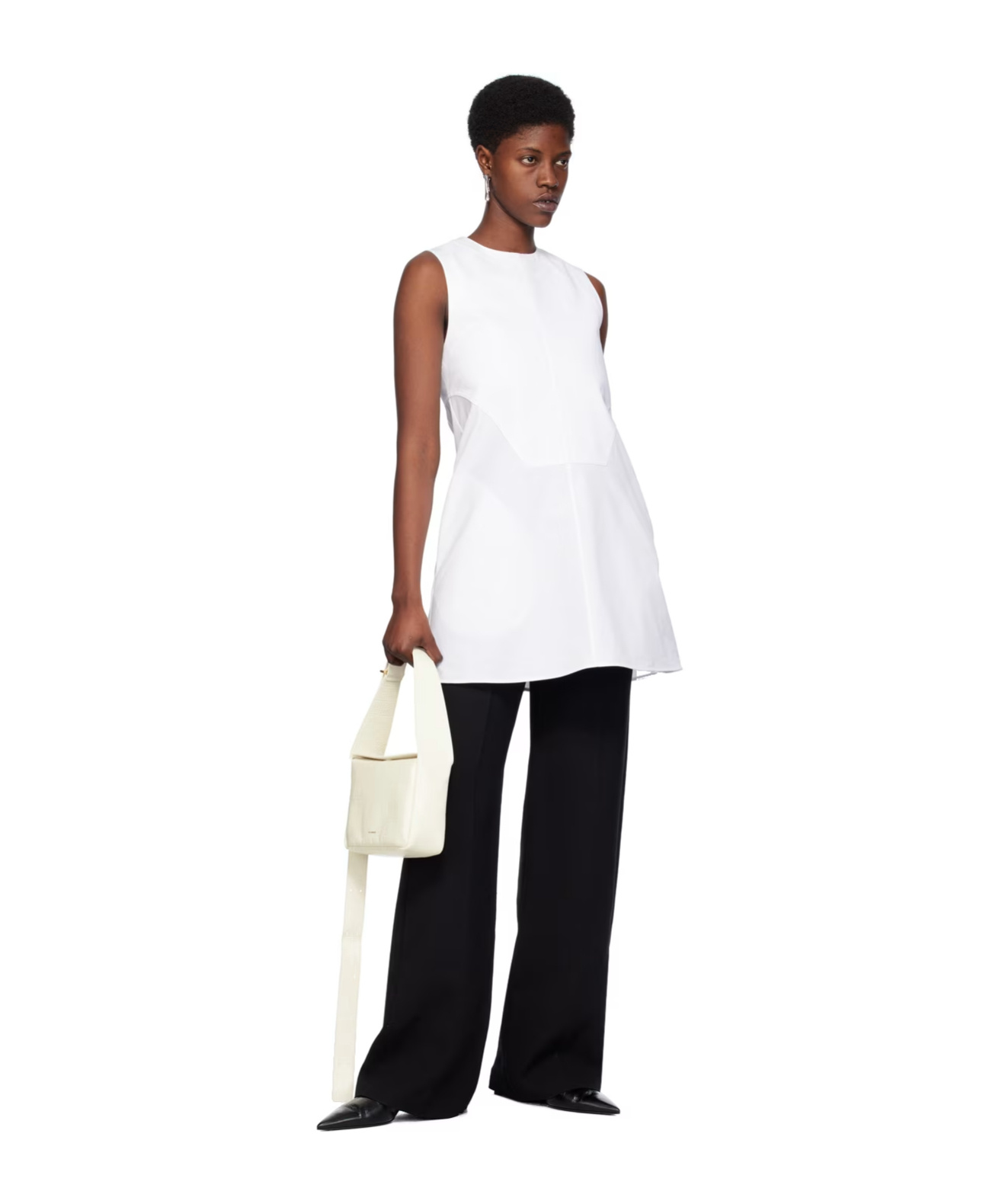 Jil Sander Panelled Cotton Minidress In White