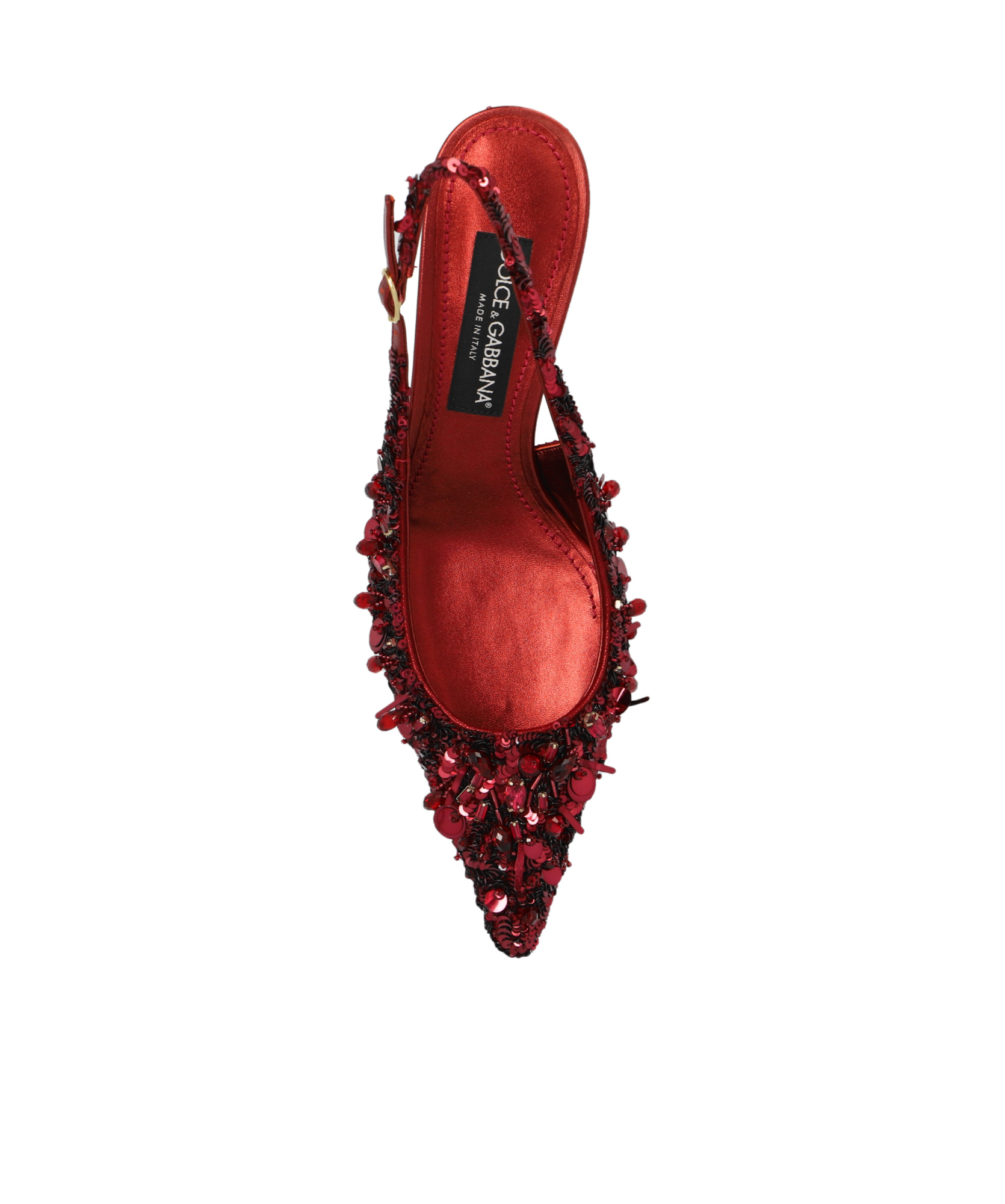 Dolce & Gabbana Tulle Slingbacks With Sequin Embellishment In Red
