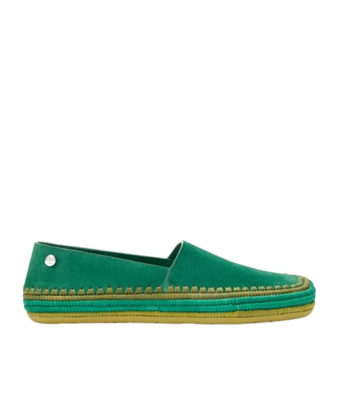 Loewe Rio Slipper In Suede And Raffia In Green