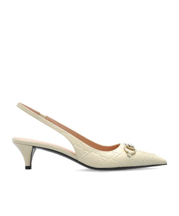Gucci Horsebit Leather Slingback Pump In Nude