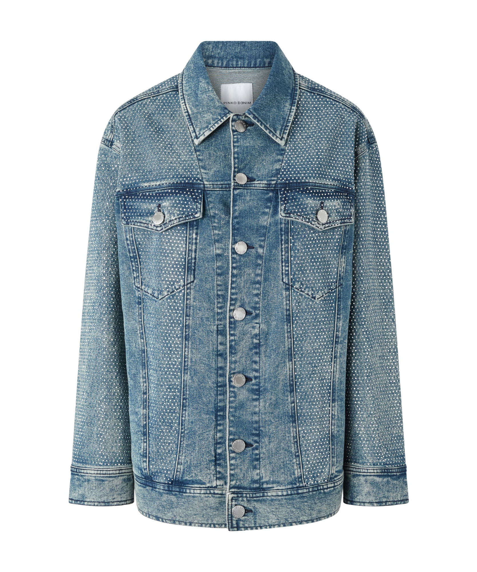 Shop Pinko Acid-wash Denim Jacket In Gray