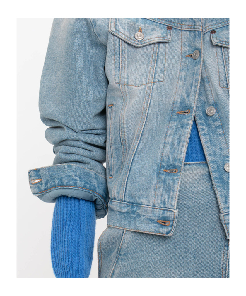 Victoria Beckham Long-sleeved Denim Coat In Blue