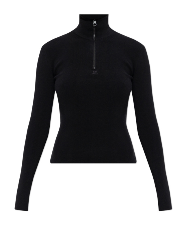 Courrèges Long-sleeved Sweater In Black
