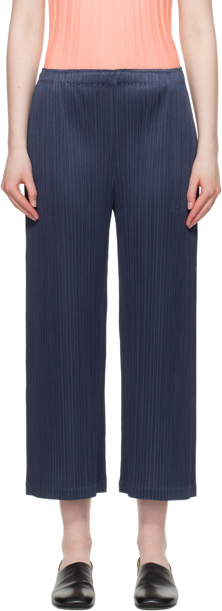 Issey Miyake Straight-leg Casual Pants In Blue