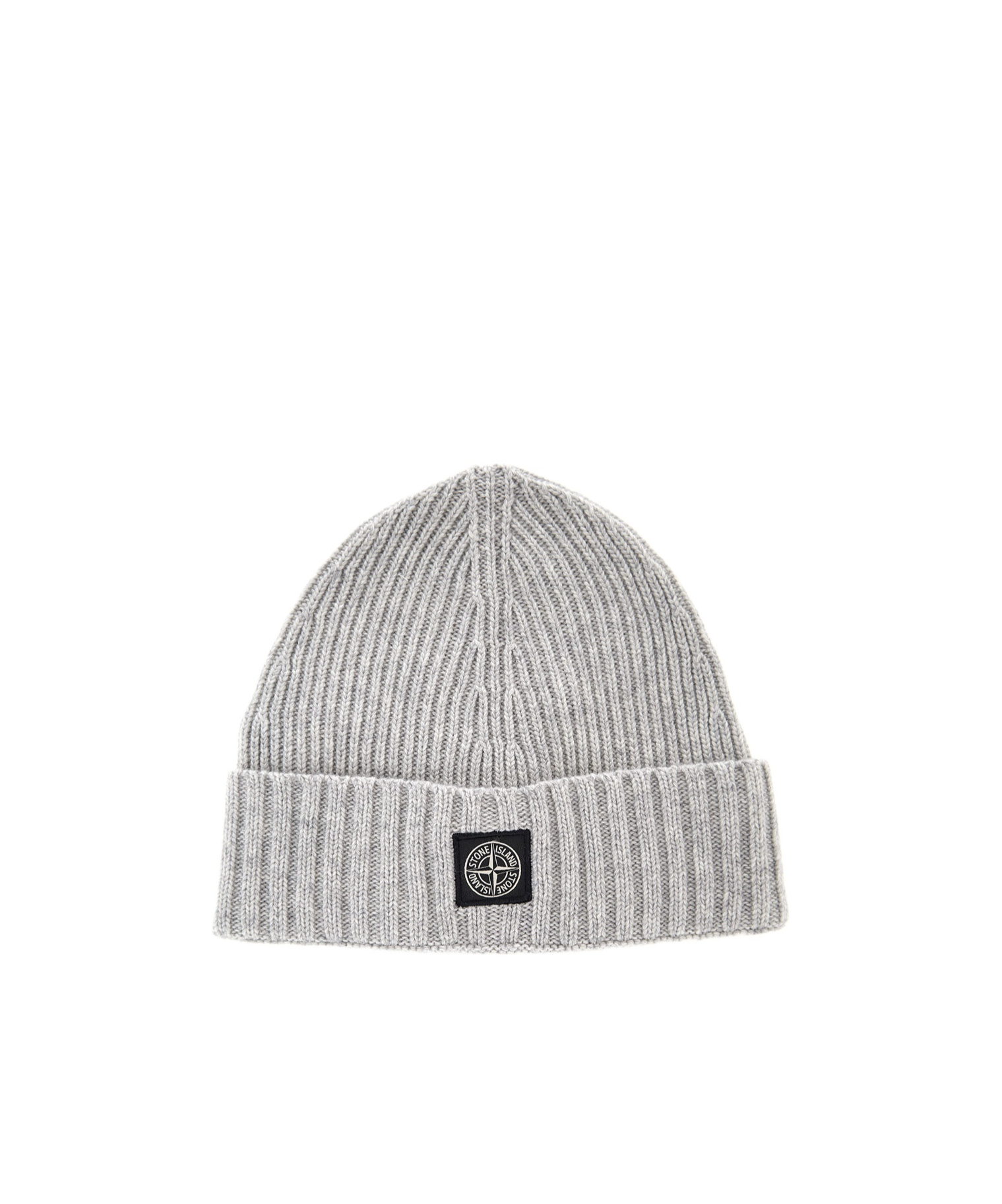 Shop Stone Island Junior Compass Patch Knitted Beanie In Gray