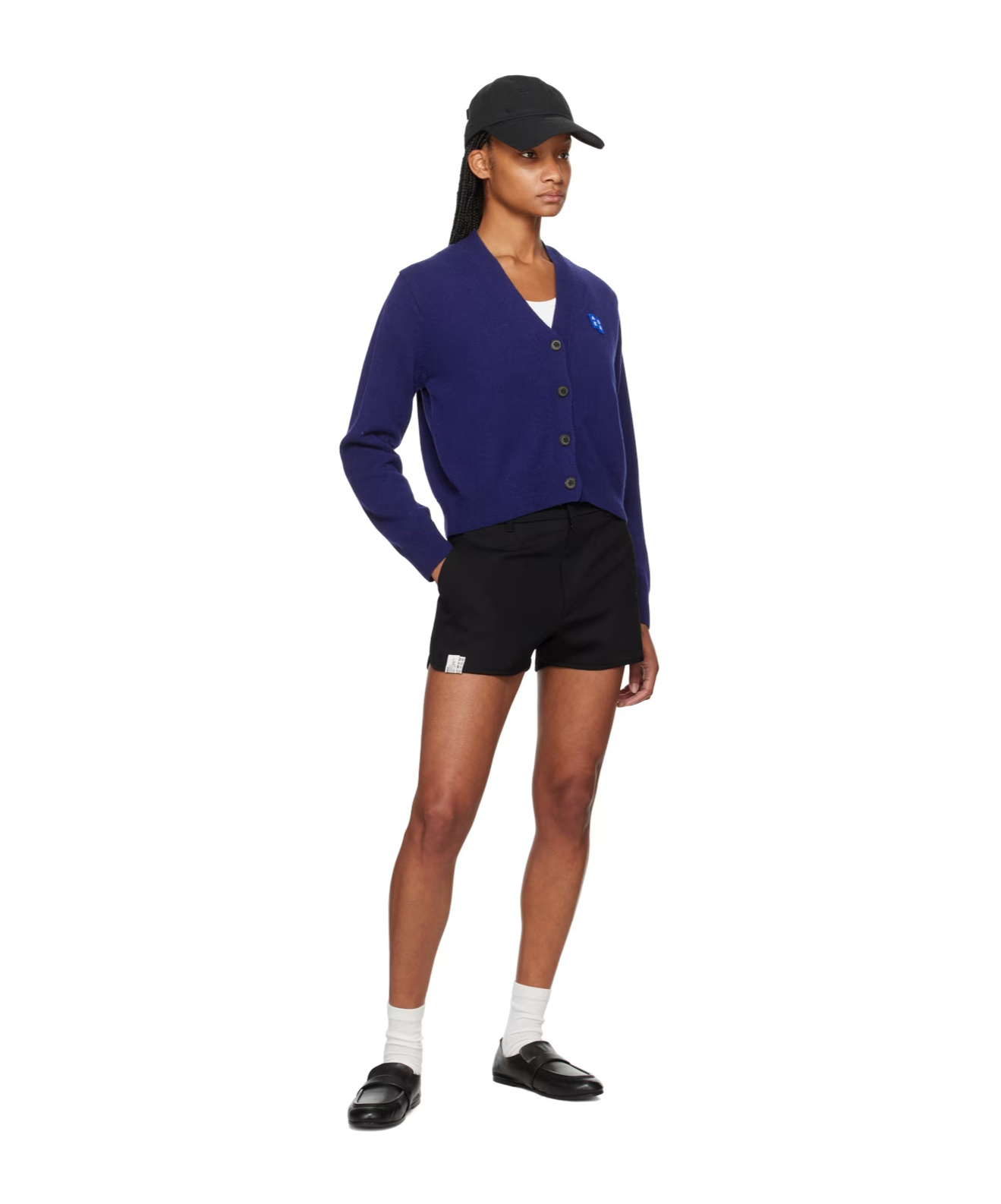 Ader Error Y-neck Button-down Sweater In Blue
