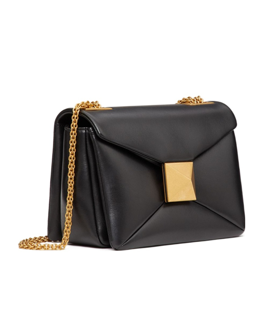 Shop Valentino One Stud Nappa Bag With Chain In Black