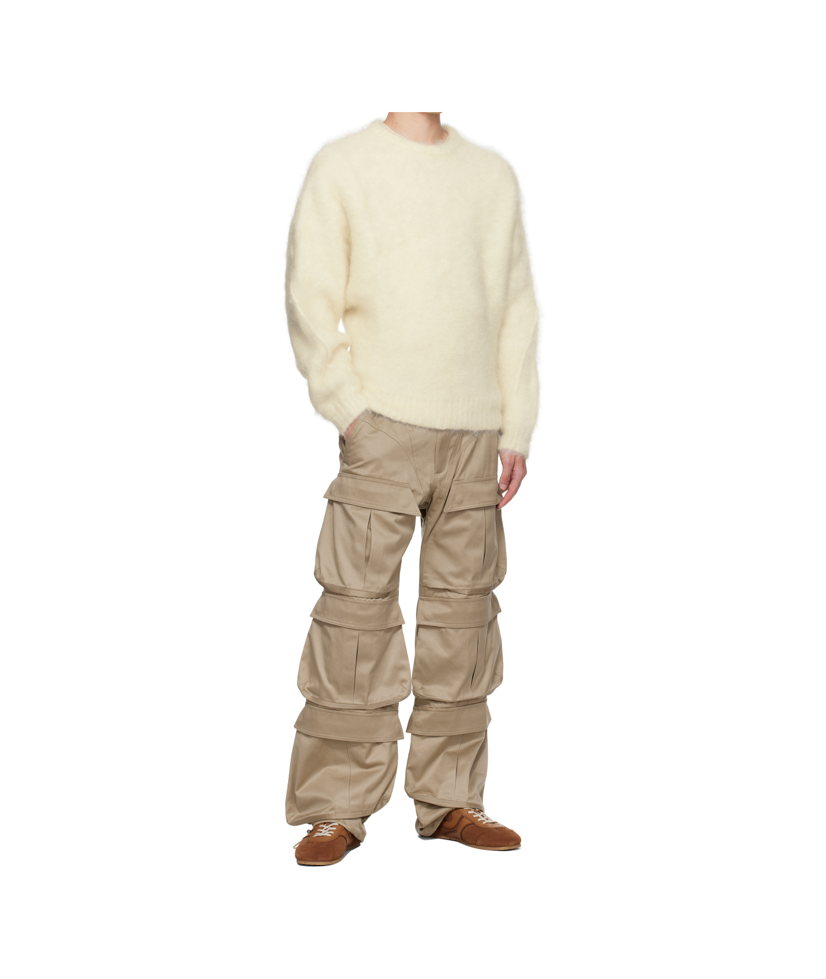Mugler Ribbed-knit Sweater In Neutral