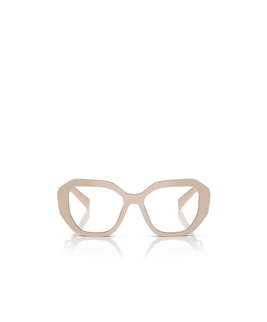 Prada Womens Cream Pr A07v Irregular-frame Acetate Optical Glasses In Nude