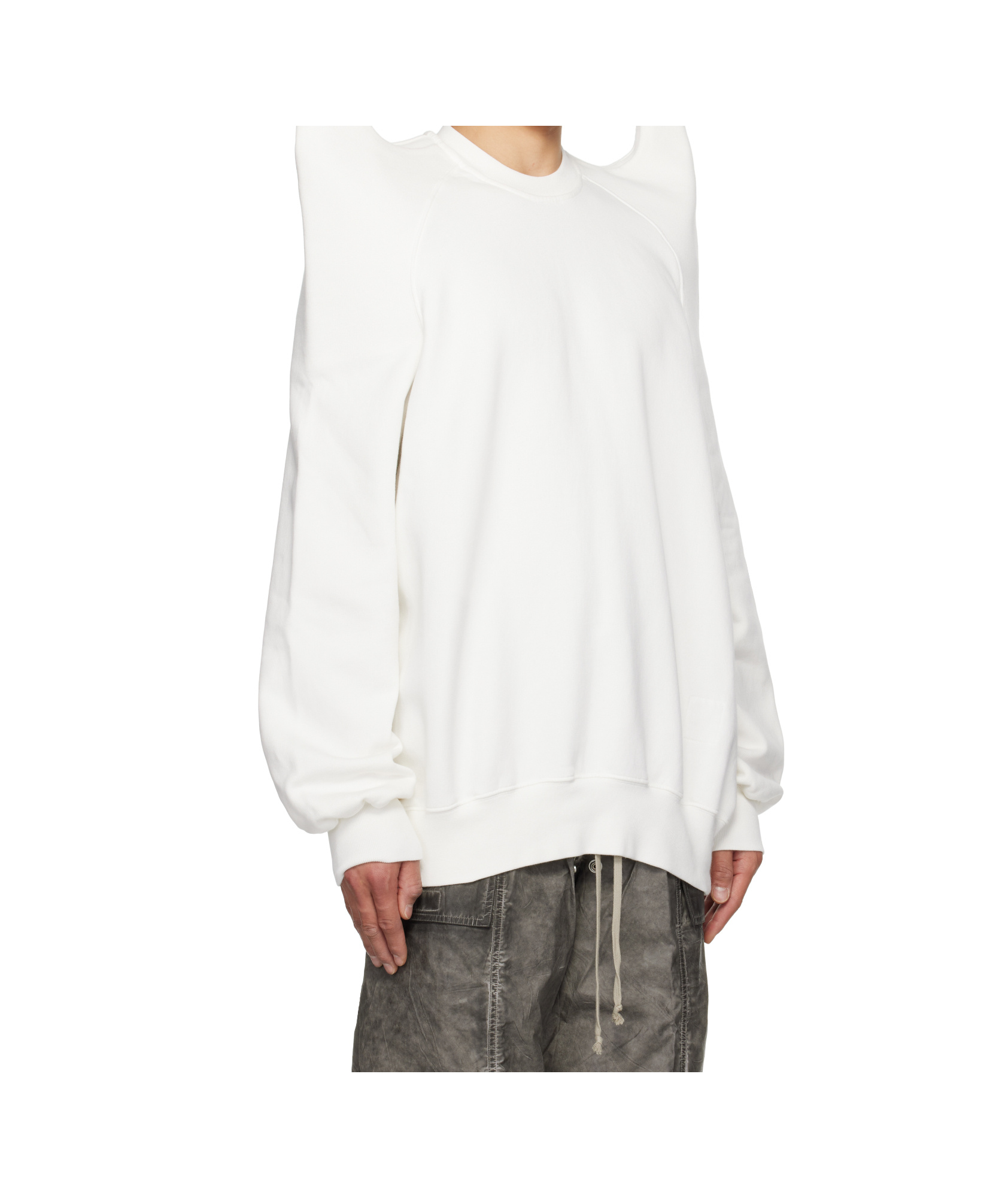 Rick Owens Drkshdw Off-white Hollywood Tecsweat Sweatshirt In Milk Color