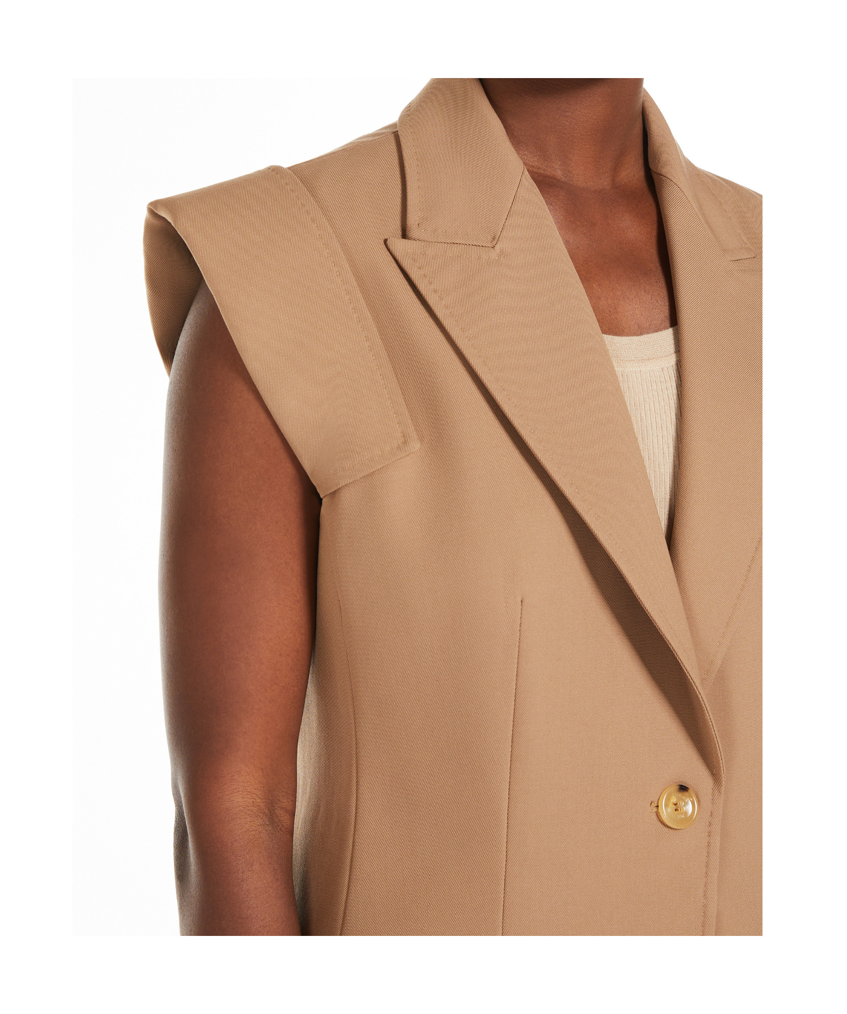 Max Mara Sleeveless Gabardine Jacket In Nude